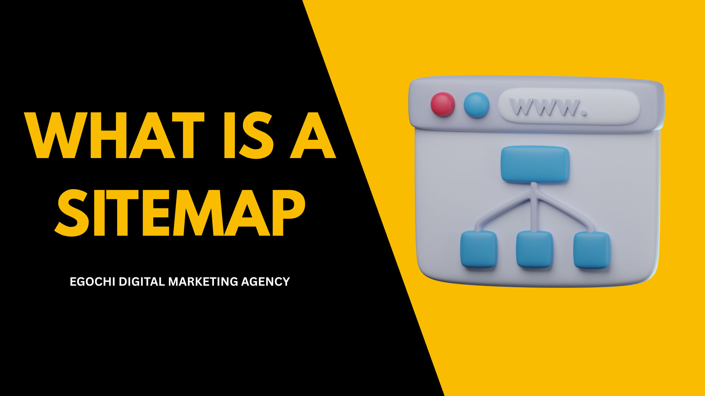 What is a sitemap cover graphic in the Egochi black and gold brand style